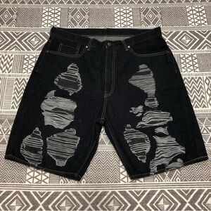 Billionaire Boys Club Printed Tears Denim Shorts Size Large